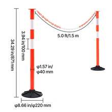 2 Pack Traffic Delineator Posts, 34 In Traffic Safety Cones With Weighted Base, Reflective Strips And Chain, Heavy Duty Delineator Posts For Construction Site, Parking Lot, Crowd Control, Red - 2-piece Set - View 10