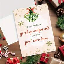 1PC, Great Grandparents Christmas Card, Merry First Christmas Card For Great Grandparents, To My Amazing Great Grandparents On Our First Christmas - one-size - View 3
