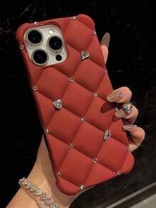 奢华闪光心形手机壳 适用于 17 15 Pro Max 13 14 12 11 16 - 酒紅色 - 查看 3