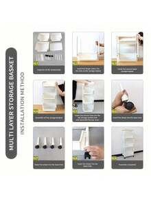 5-Tier Rolling Storage Cart With Lockable Wheels – Plastic Organizer Shelf For Kitchen, Bathroom, Dorm, Office – White Utility Rack - 白色 - 查看 6