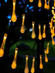 1pc/200/100pcs LED Solar Curtain Water Drop Light Light Outdoor Light, 8 Lighting Modes Fairy Light Christmas Party Wedding Home Bedroom Garden Wall Decoration, IP65 Outdoor Lighting For Festival, Christmas Decoration, Outdoor Waterproof Garden Lawn Patio Bubble Ball Colored Light, Christmas Decorative Light