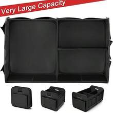 1 PC Heavy-Duty Car Trunk Storage Box, Foldable Design With Multiple Compartments - Reinforced Handle Storage Box, Suitable For Sedans, SUVs, And Minivans - 600D Oxford Cloth Car Trunk Organizer - Black - View 5