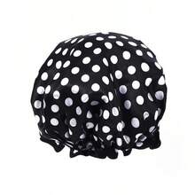 Waterproof Shower Cap Leopard Print Double Layer Elastic Shower Hair Cover Reusable Wave Point Shower Cap Bathing Supplies - A - View 1