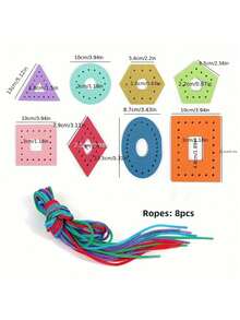 8pcs Wooden Beaded Toys - Educational Puzzle Toys, Various Shaped Beads, Suitable For Early Education. Ideal Gift For Children's Birthday, Halloween And Christmas.