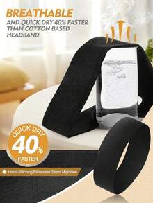 Diadema negra y esponja de maquillaje de doble uso (color aleatorio) - Espuma de PU a base de agua, herramienta de belleza y salud sin fragancia, adecuada para corrector y base de maquillaje, diadema elástica de 8 piezas para mujeres y hombres, accesorios de belleza para deportes y fitness, textura suave