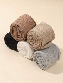 Bộ 5 quần tất dệt kim trơn màu ngẫu nhiên cho bé, quần legging dễ thương, thích hợp mặc hàng ngày, mùa thu/đông - Nhiều màu - Xem 3