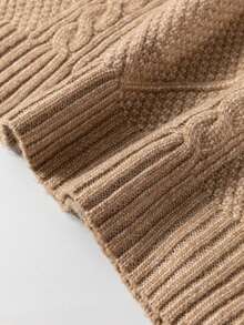 Acelitt Plus Size Women Solid Color Knitted Textured Pattern Off-Shoulder Plus Size Sweater Dress, Autumn/Winter (Recommend Choosing One Size Smaller For Better Fit) - Khaki - View 10