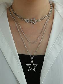 1 buc colier elegant cu decor stelar, multistrat, pentru femei, strasuri încrustate, versatil pentru zi cu zi, petrecere, întâlnire, cadou pentru prieteni și sărbători
