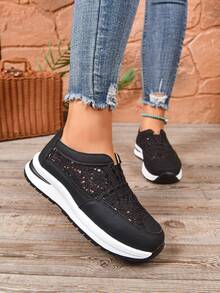2025 新款时尚百搭女士休闲鞋，透气平底舒适软底一脚蹬鞋，春夏 - 黑色 - 查看 3