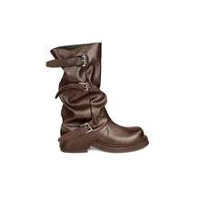 Women Mid-Calf Boots - Brown Mid-calf - View 1