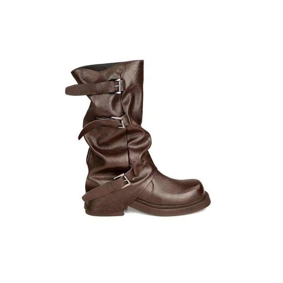 Women Mid-Calf Boots - Brown Mid-calf - View 1