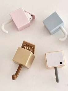 2 Pieces, Unisex Style, Cute Cartoon Cat Design, Waterproof Seamless Design, ABS Material, Multifunctional Wall Hooks, Japanese Cute Style, Decorative Hooks, Suitable For Bedroom/Living Room/Bathroom Decoration, Christmas And Halloween Decoration, Holiday Promotion, Room Decor, Christmas Gifts - 彩色 - 查看 3