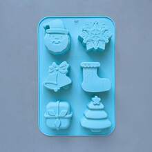 6腔圣诞老人礼物、圣诞树、铃铛、雪花硅胶模具、蜡烛、肥皂DIY工艺模具、礼品模具 - 彩色 - 查看 10