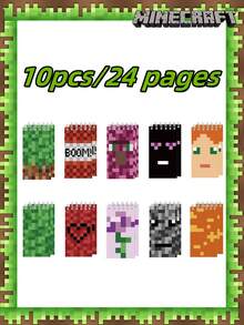 Minecraft 10PCS Minecraft官方授权像素风线圈笔记本可撕线设计课堂笔记本开学季学生套装游戏元素创意笔记本，学校用品，返校季，适合圣诞节，感恩节和教师节的礼物~ - 彩色 - 查看 6