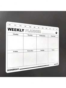 1pc Magnetic Refrigerator Calendar Dry Erase Board Planner, Weekly & Monthly Plan, Office Supplies, Rubber, Reminder Memo Board For Home And Office Use,School Supplies,Back To School