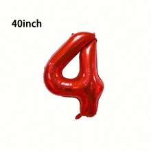 1pc 32/40 Inch Red Solid Number Foil Balloon, 0-9 Large Size Polyester Digit Balloons, Decorative Balloons, Reusable, Suitable For Birthday Decoration, Party Decoration, Anniversary, Room Decoration, Wedding Anniversary, Party Supplies - Red - View 28