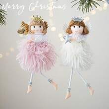 1 pieza Corona de Navidad, Estrella Corazón, Muñeca Ángel, Chica de Piernas Largas, Adorno Colgante de Árbol de Navidad, Decoración Casera DIY para Fiesta, Adecuado para Decoración de Escenario, Decoración Festiva, Decoración del Hogar, Como Regalo, Decoración Navideña, Decoración de Habitación Invierno