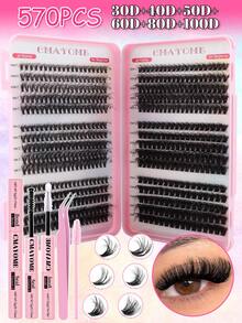 CMAYOME 570 Pieces Of 30D/40D/50D/60D/80D/100D Type Protein Collagen Type False Eyelashes. The Quality Is Excellent. The Length Of Each Single Eyelash Lash Clusters Kit,Lashes,Eyelashes,Fake Lashes