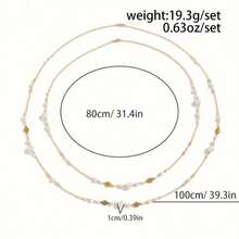 2pcs/Set Double-Layer Long Necklace Suitable For Daily And Party Occasions Accessories For All Seasons - Women's Gift - Daily Wear Wedding Party ,Date Party - 金色 - 查看 6