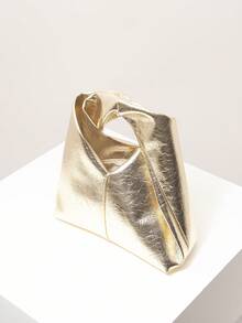 Bridal Party Ruched Handbag, Prom Bag, Asymmetric Bag, Prom Accessories, Elegant Women's Bag, Wedding Items, Fall Purse (Pattern Random) - Gold - View 6