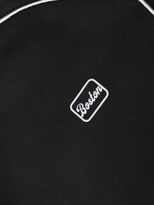 Herren Lässig College Stil Kontrast Saum Pullover Sweatshirt, Herbst