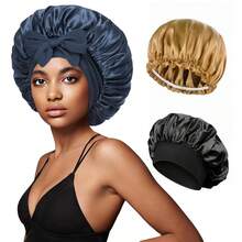 丝绸睡帽，缎面发帽，酒店客人使用，柔软弹力丝绸睡帽，卷曲丝绸发带，家居浴室装饰夏季发帽，围巾，丝绸帽，丝绸帽，防水浴帽，保暖，防水，防风，适用于沐浴，睡觉，烹饪，运动 - 彩色 - 查看 10
