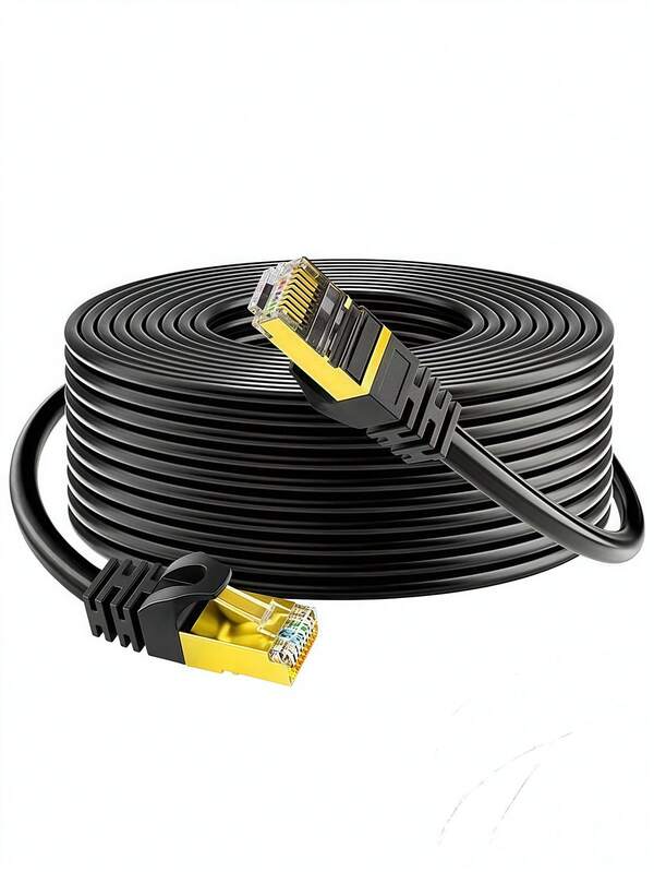 RJ45 Cat6 Ethernet Cable, Gigabit High-Speed Cable, 250MHz, Gold-Plated Connectors, Internet For PC, TV, Tablet, Router, Printer, Servers, IT Data Center - Black