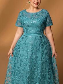 Faeriesty Mosy Plus Short Sleeves Floral Sequin Mother Of The Bride Dress&Wedding Dress&Formal Party Dress&Long Evening Gown