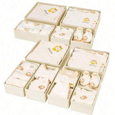 12件/6件/1件婴儿房收纳篮衣物收纳箱家用可折叠储物箱衣柜抽屉式衣物收纳盒内衣收纳盒宝宝袜子围兜收纳内衣袜文胸收纳