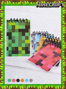 Minecraft 10PCS Minecraft官方授权像素风线圈笔记本可撕线设计课堂笔记本开学季学生套装游戏元素创意笔记本，学校用品，返校季，适合圣诞节，感恩节和教师节的礼物~ - 彩色 - 查看 2