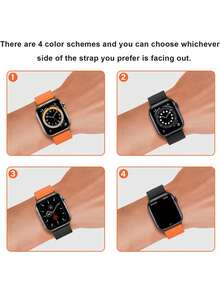 2条可调节磁吸硅胶表带及柔软可爱镂空保护壳，兼容 38/40/41/42/44/45/46/49mm，适用于 Ultra/SE/11/10/9/8/7/6/5/4/3/2/1系列，智能手表配件，绿色+红色 - 紅配綠+鏤空紅殼 - 查看 7