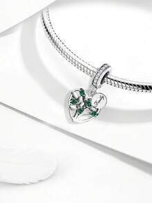 1 件 925 纯银绿色串珠四叶草吊坠适合女士手链手镯 DIY 珠宝制作和日常服装搭配珠宝装饰适合女孩 - 銀色 - 查看 3