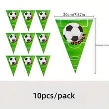 1 set Striscione per compleanno a tema calcio, decorazioni per feste a tema sportivo con bandiere e stendardi - Colori misti - Visualizzare 13