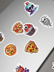 SCXXBSW 50pcs Halloween Horror Food Cartoon Graffiti Stickers Decorative Handbooks Water Cups Notebook Luggage Stickers - Multicolor - View 8