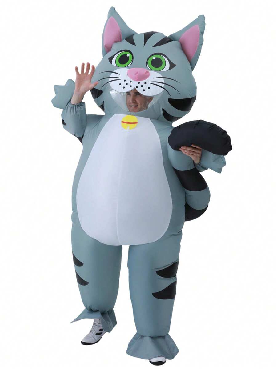 成人充气猫咪服装，猫咪服装，男女通用充气服装，全身猫咪服装，趣味猫咪服装，圣诞节万圣节充气服装 - 灰色 - 查看 1