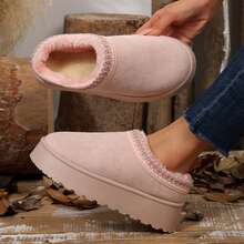Women's Slippers - Warm Durable Non-Slip Outdoor Shoes With Thick Flat Soles Platform Snow Boot - Perfect For Winter Comfort - 粉色 - 查看 9