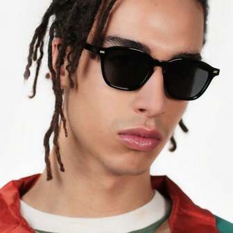 1pc Men Green Plastic Modern Simple Style Fashion Glasses For Daily Life Street-Photography Musical Festival Vacation Outfits Decoration