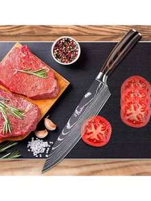 SUNTY Professional Japanese Chef Knife Set - 8 Inch Sushi & Meat Knife, High Carbon Stainless Steel Blade, Solid Wood Handle Gift Set, Ultra Sharp Vegetable Knife - Father's Day Gift, Kitchen Tools For Precision Cutting - Redwood - View 3