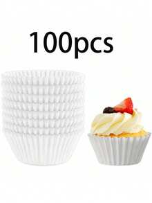 100 Stücke weiße Backförmchen, Backförmchen-Set, fettdichte Cupcake-Förmchen, geeignet für Kuchen, Snacks und Desserts für verschiedene Feste