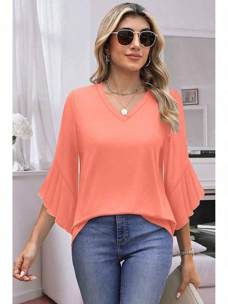 Women Clothes,Blusas,Long Sleeve Tops Women,Conjunto De Mujer,New Years Outfit Women,Suitable For Rave Outfits For Women, Casual Wear, Cruises, Tall Cowgirl Style, Winter, Christmas, Best For Going Out, Holidays, Workwear, Nightclub Attire, Festivals, Birthdays, Parties, And Elegant - 淺粉色 - 查看 1