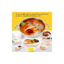 双味火锅，带分隔板、玻璃盖、双面不粘汤底，适用于电磁炉和燃气灶。