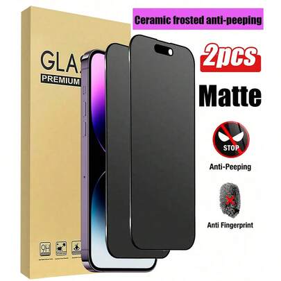 ZYONS 2 piezas Protector de pantalla antiespia mate, material no de vidrio, película suave, protector de pantalla mate de cerámica 9H, compatible con iPhone 17 Pro Max/17 Air/16 Pro Max/16E/16 Plus/17/15 Pro Max/14/13/12/11/XR/X/XS/7/8