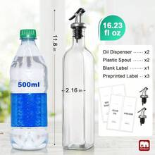 Olive Oil And Vinegar Dispenser Bottle Set, 2Pack Oil And Vinegar Dispenser Bottle, 17oz Kitchen Oil Dispenser, Glass Cooking Oil Dispenser, Glass Bottles Oil With Funnel And Labels - 標準 - 查看 2