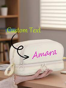 Customized Text Pencil Case - Personalized Stationery Pouch, Can Customize Name, Suitable For School/Office/Travel, Cute Student Customized Pencil Bag, Personalized Pencil Bag, Can Customize Text - Customizable Name Stationery Bag, Suitable For Back To School/Art Class/Travel, Cute Customizable Pouch, Unisex, Office & School Supplies, Christmas Decor, Pencil And Marker Holder - Multicolor - View 10