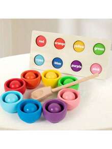 8 色球杯配对游戏套装，颜色识别配对益智玩具，感官训练手眼协调游戏，适合男孩和女孩的早教玩具 - 彩色 - 查看 9