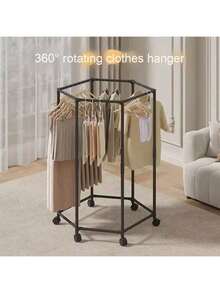 1pc 6-Tier Hexagon Clothes Drying Rack - Thickened Iron Frame, Floor Standing Double Layer Garment Rack, Suitable For Bedroom, Dorm And Balcony, Can Hold Multiple Clothing Items, Commercial Clothing Display Rack, Household Laundry Storage, Convenient Drying Rack - Multicolor - View 6