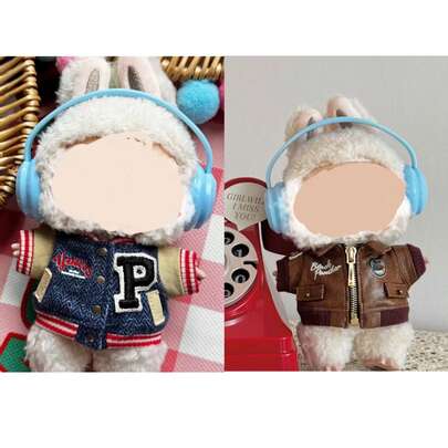 [仅衣服] 复古棕色飞行夹克和棒球夹克替换衣服 适用于17厘米娃娃