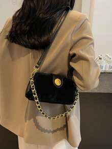 This Classic And Fashionable New Square Handbag Is Designed For Women, Featuring Metal Hardware, A Unique Strap And Pendant Decoration, As Well As An Adjustable Long Shoulder Strap. It Is Very Suitable For Daily Shopping, Commuting, Vacation And Other Occasions. It Can Also Be Given As A Gift To Friends., Bags Ladies Elegant - Black - View 5