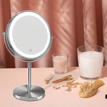 8-Inch Lighted Makeup Mirror With Magnification, 3 Light Colors, Adjustable Brightness And Height, 360° Rotation, 10X Magnifying Mirror With Lights, LED Makeup Mirror For Women - Chrome - Multicolor - View 10