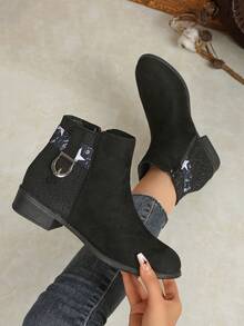 Women's Fashion Starry Sky Print Western Style Side Zipper Ankle Boots And Short Boots, Ankle Boots & Booties, Fall, Holiday Autumn/Winter